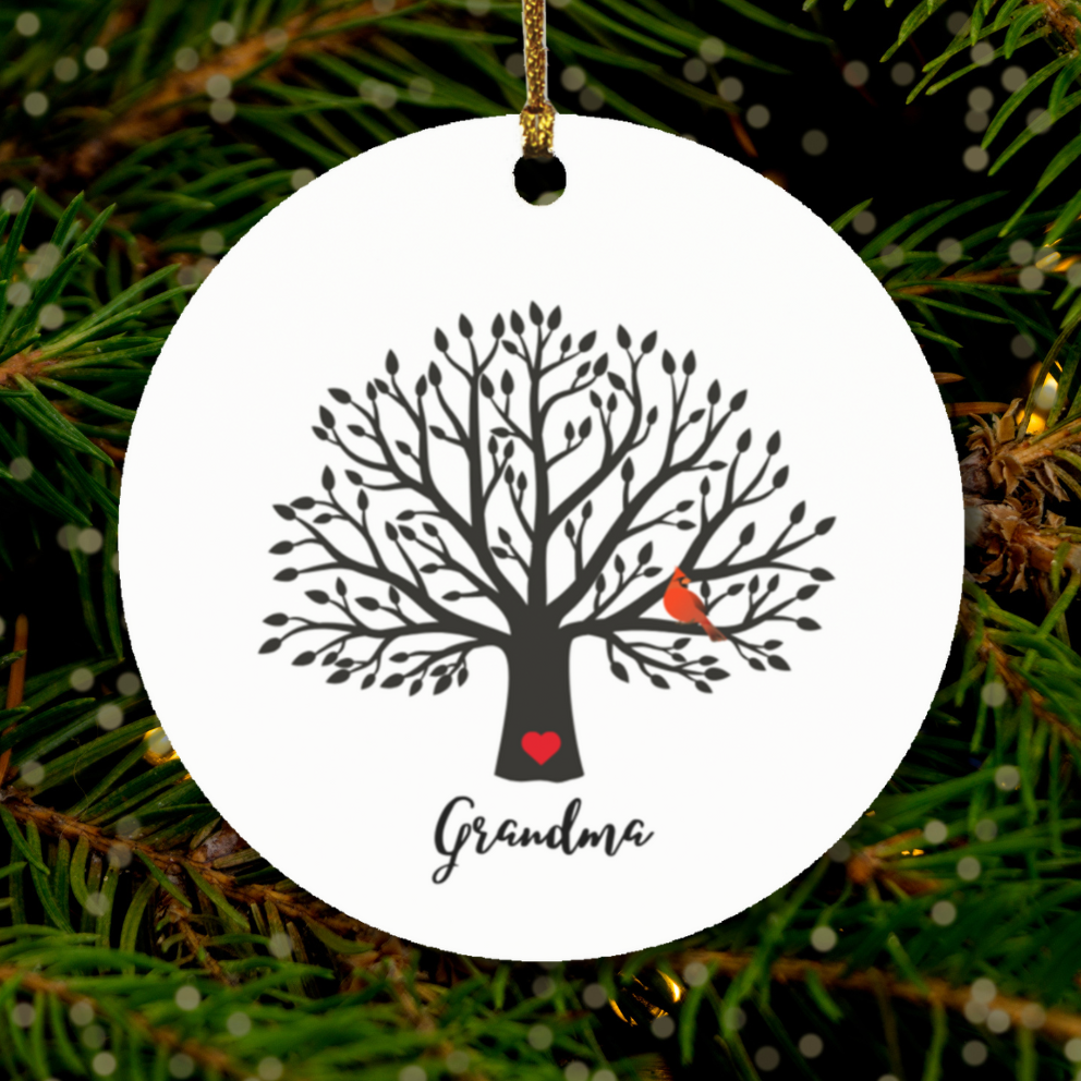 In Loving Memory Memorial Circle Ornament - Grandma Cardinal Memorial Christmas Ornament ๐