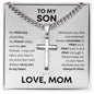 "To My Son" Cross Pendant Necklace, Stainless Steel Cuban Chain