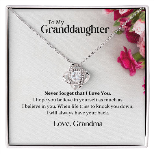 To My Granddaughter from Grandma |  Never Forget that I Love You π | Love Knot Necklace