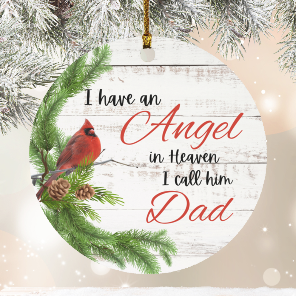 Angel Dad Circle Ornament