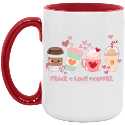 Coffee Peace Love Accent Mug 🩷💞