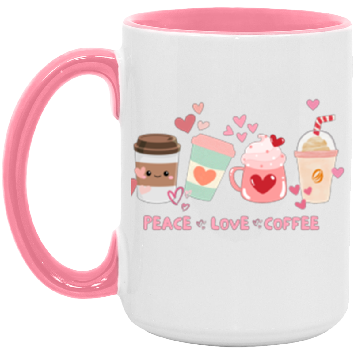 Coffee Peace Love Accent Mug 🩷💞