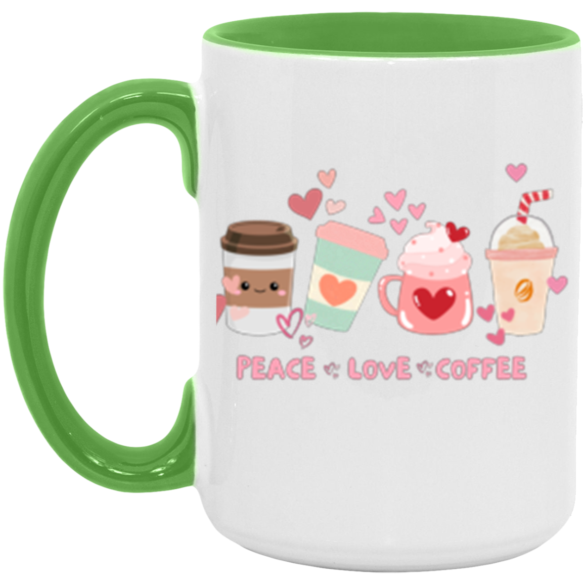 Coffee Peace Love Accent Mug 🩷💞