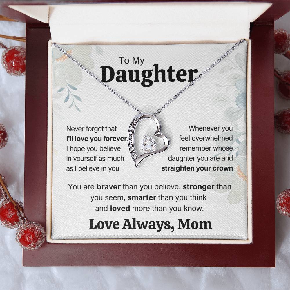 To My Daughter from Mom | I'll Love You Forever | Forever Love Necklace with poem card