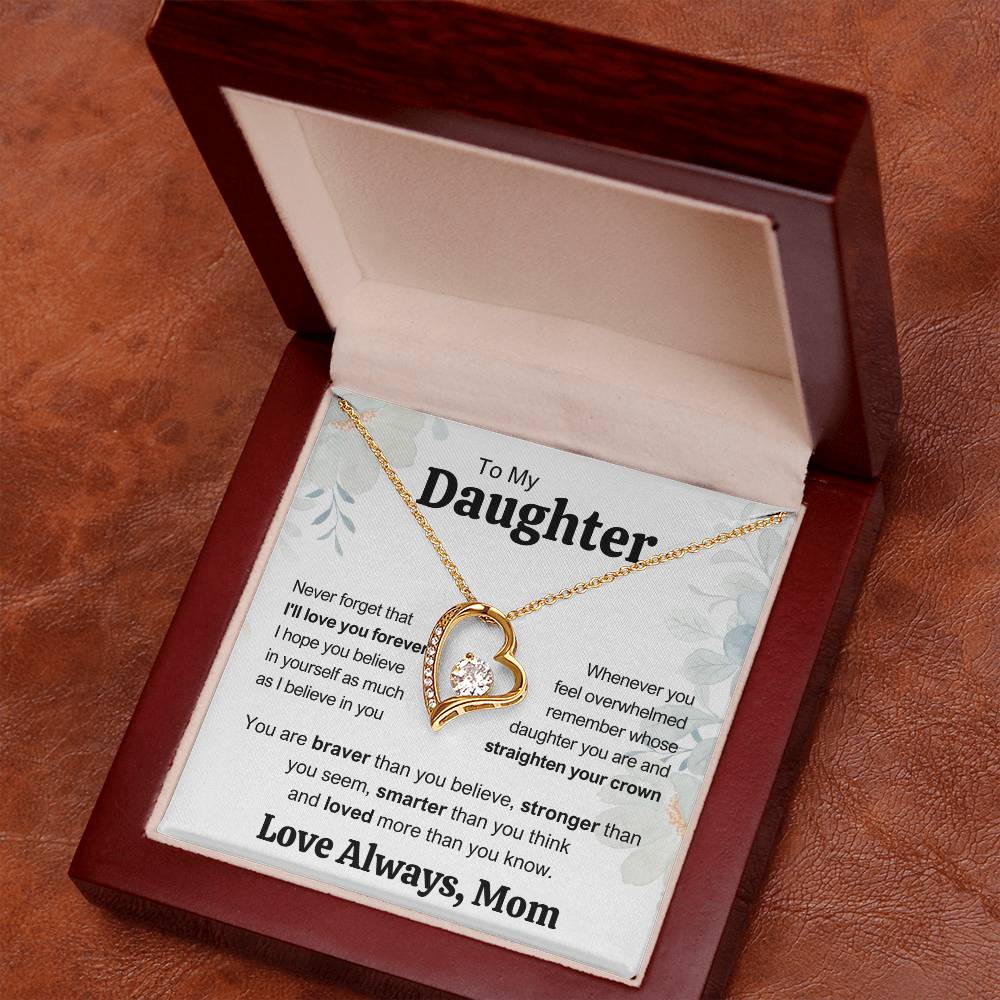 To My Daughter from Mom | I'll Love You Forever | Forever Love Necklace with poem card