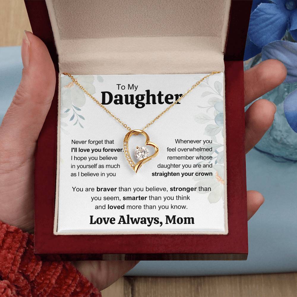 To My Daughter from Mom | I'll Love You Forever | Forever Love Necklace with poem card