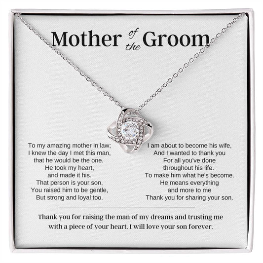 Mother of the Groom gift from Bride | Mother in Law necklace gift | Love Knot necklace with poem card