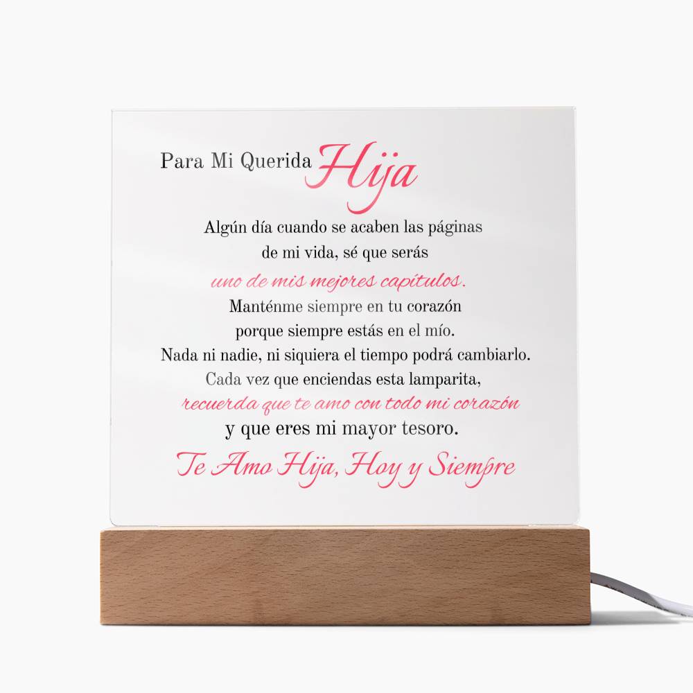 Para Mi Querida Hija | Placa acrílica con Mensaje de Amor para mi Hija 💞