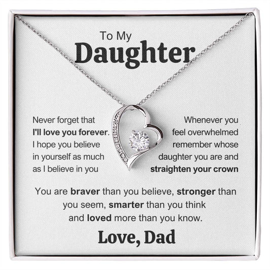 To My Daughter from Dad | Never Forget | Forever Love Heart Necklace