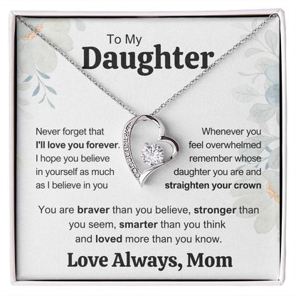 To My Daughter from Mom | I'll Love You Forever | Forever Love Necklace with poem card