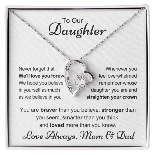 To Our Daughter from Mom & Dad | Never Forget We'll Love You Forever | Forever Love Necklace with poem card 💕💞