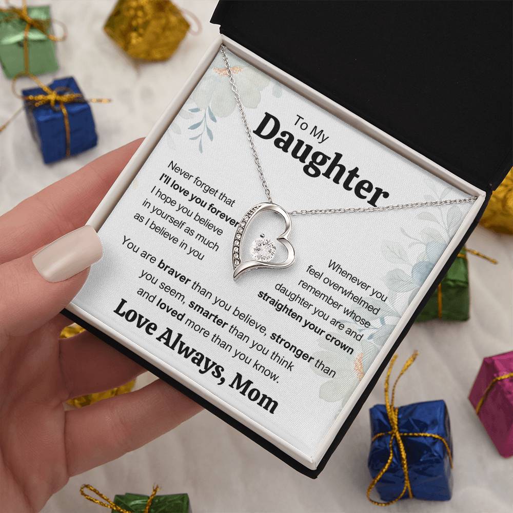 To My Daughter from Mom | I'll Love You Forever | Forever Love Necklace with poem card