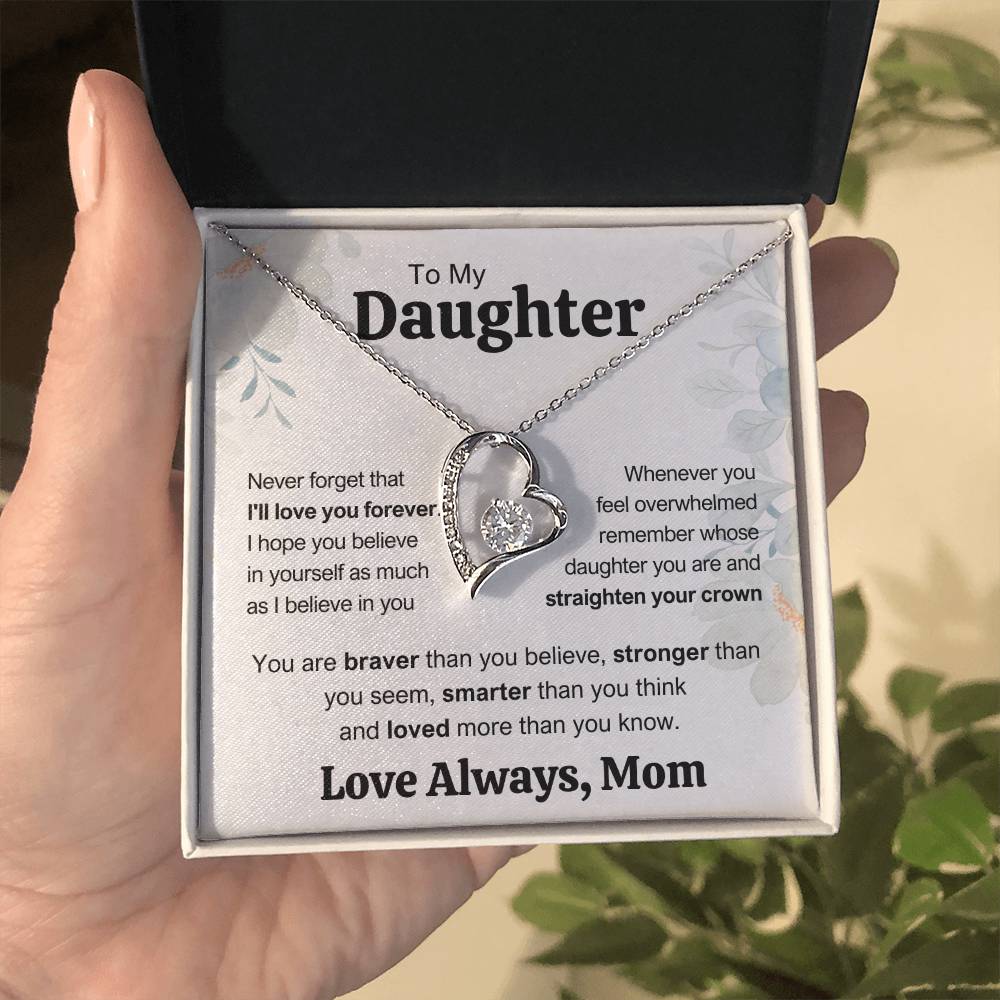 To My Daughter from Mom | I'll Love You Forever | Forever Love Necklace with poem card