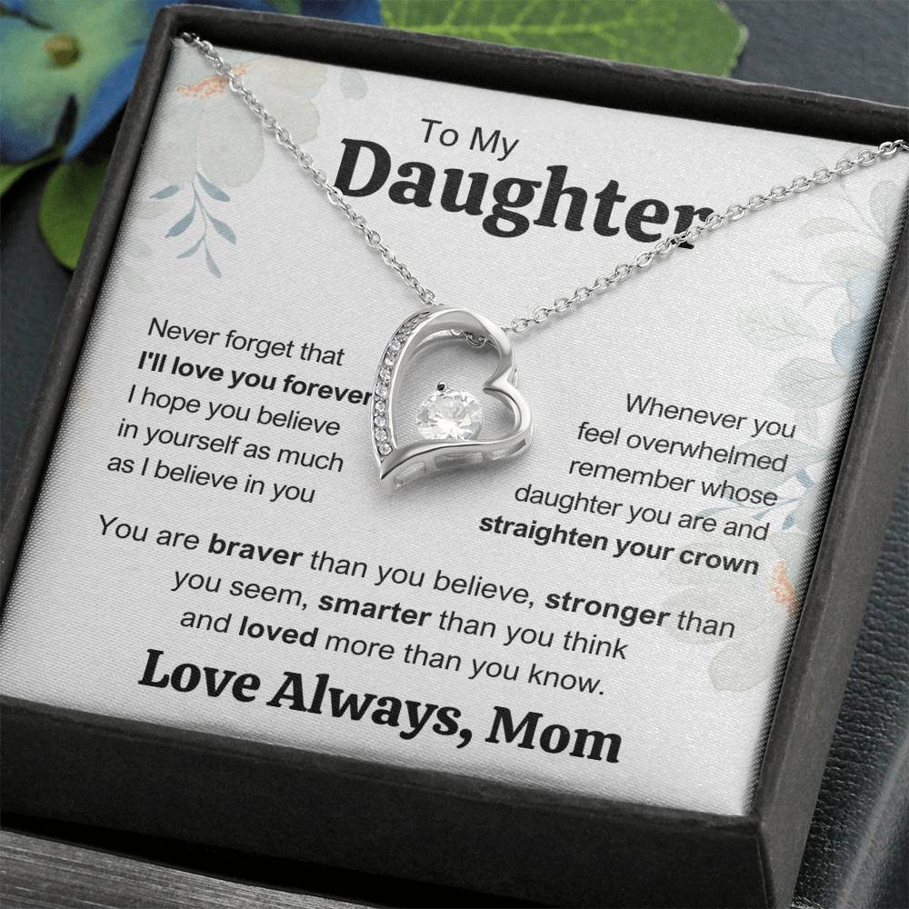 To My Daughter from Mom | I'll Love You Forever | Forever Love Necklace with poem card