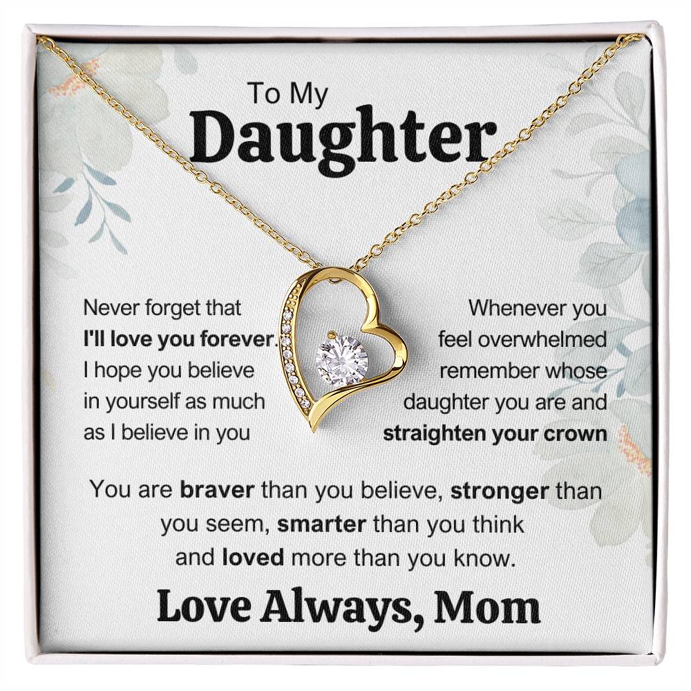 To My Daughter from Mom | I'll Love You Forever | Forever Love Necklace with poem card