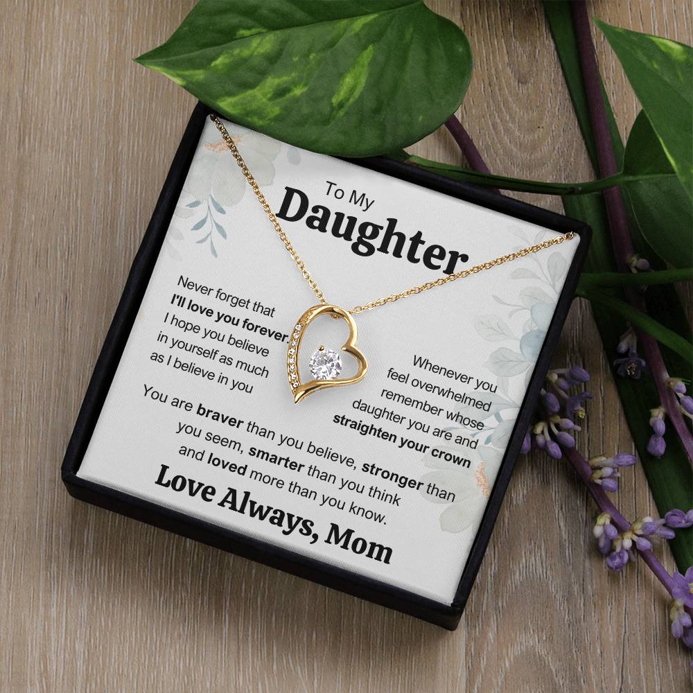 To My Daughter from Mom | I'll Love You Forever | Forever Love Necklace with poem card