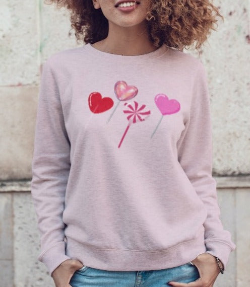 Candy Heart Sweatshirt 💕 Heart Sucker Sweatshirt for Valentines