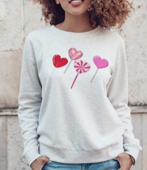 Candy Heart Sweatshirt 💕 Heart Sucker Sweatshirt for Valentines